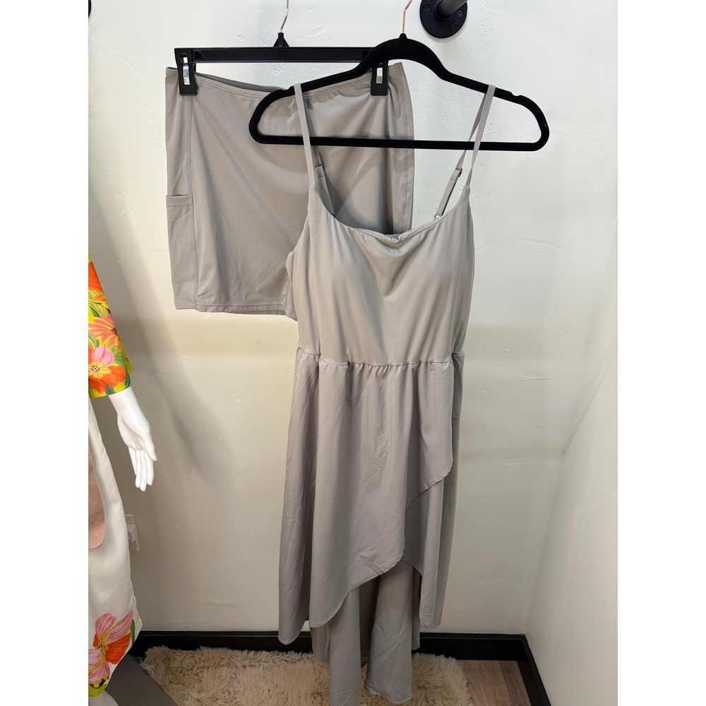 Halara Breezeful High Low Activity Dress with Shorts Gray Large NWT - Picture 1 of 8